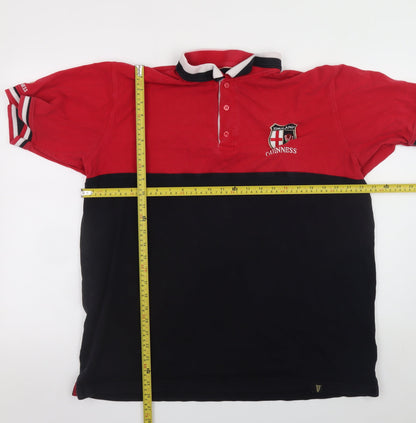 Guinness Men's Red & Black XL Rugby Polo Shirt 100% Cotton