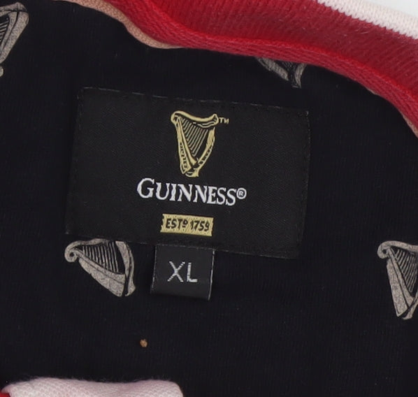 Guinness Men's Red & Black XL Rugby Polo Shirt 100% Cotton