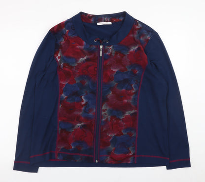 Anna Rose Womens Multicoloured Floral Zip Jersey Top 2XL