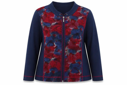 Anna Rose Womens Multicoloured Floral Zip Jersey Top 2XL