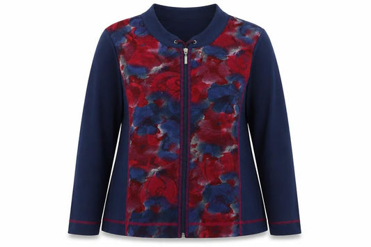 Anna Rose Womens Multicoloured Floral Zip Jersey Top 2XL