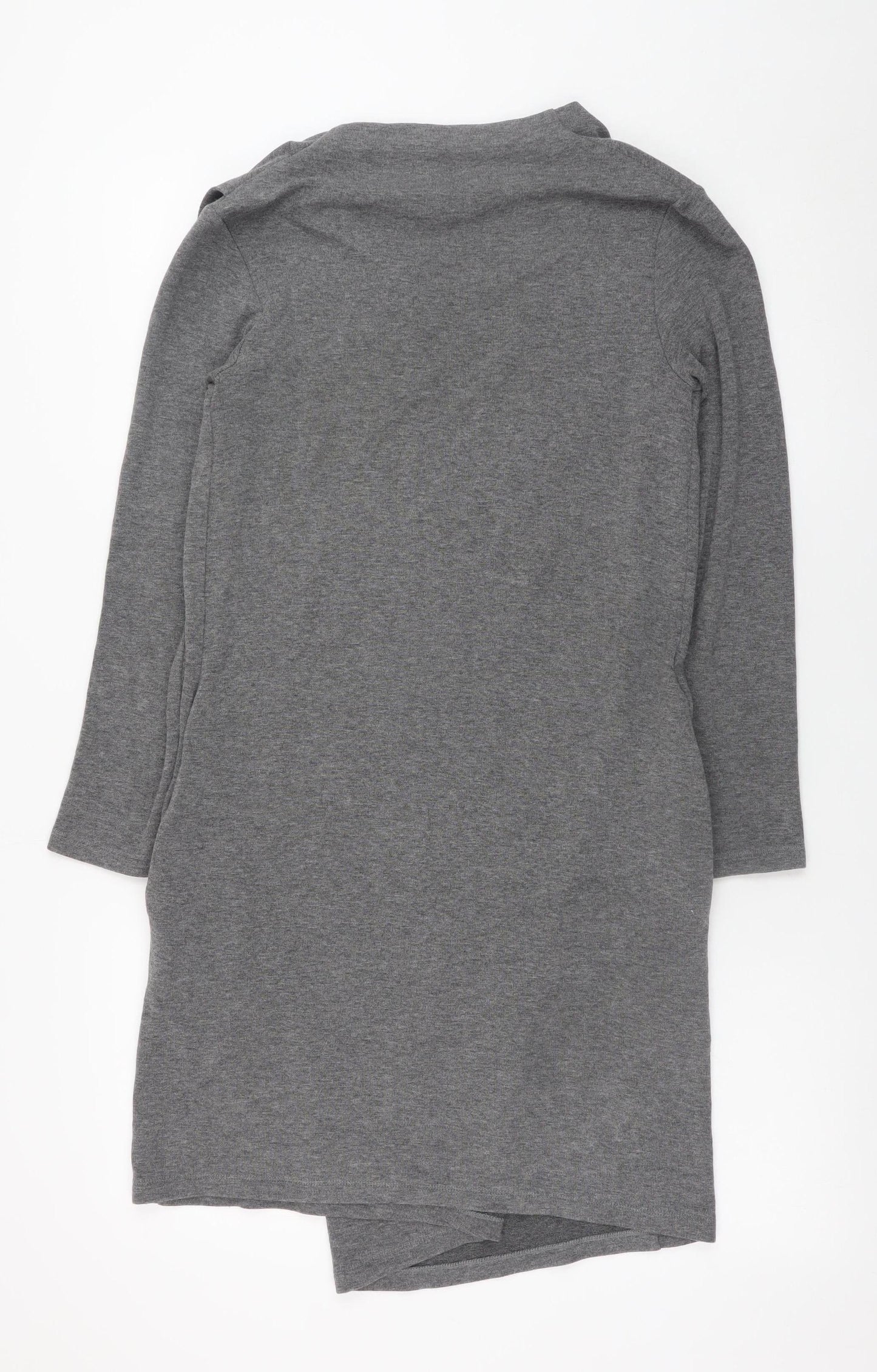 COS Women Grey Jersey Shift Dress XS Long Sleeve High Neck