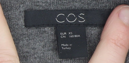 COS Women Grey Jersey Shift Dress XS Long Sleeve High Neck