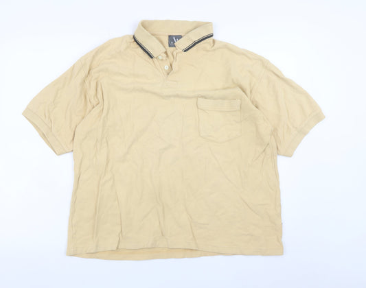 Armand Thiery Men’s Beige Cotton Polo Shirt XL Short Sleeve