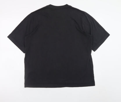 Stradivarius Men's Black Short Sleeve Regular Fit Viscose T-Shirt Size S