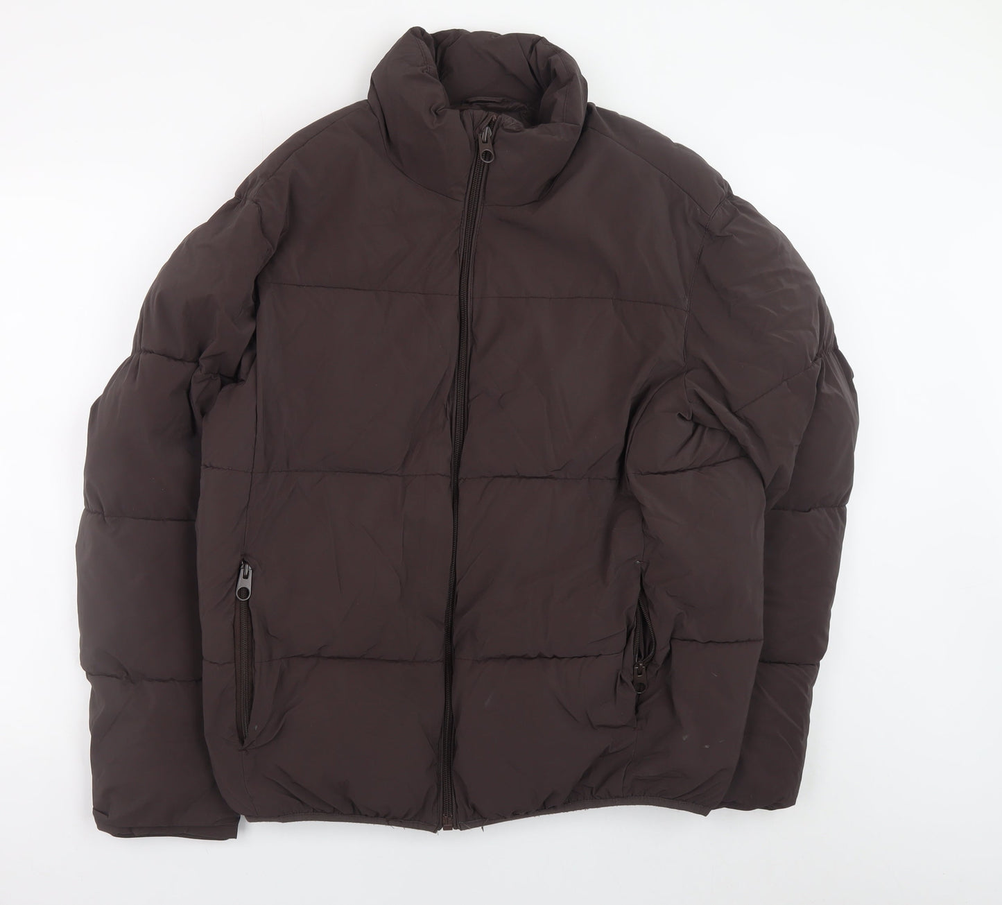 Mens UK Size L Zara Brown Puffer Jacket