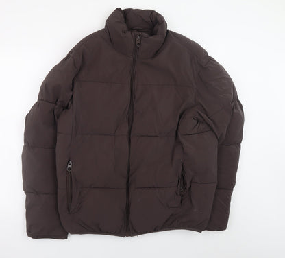 Mens UK Size L Zara Brown Puffer Jacket