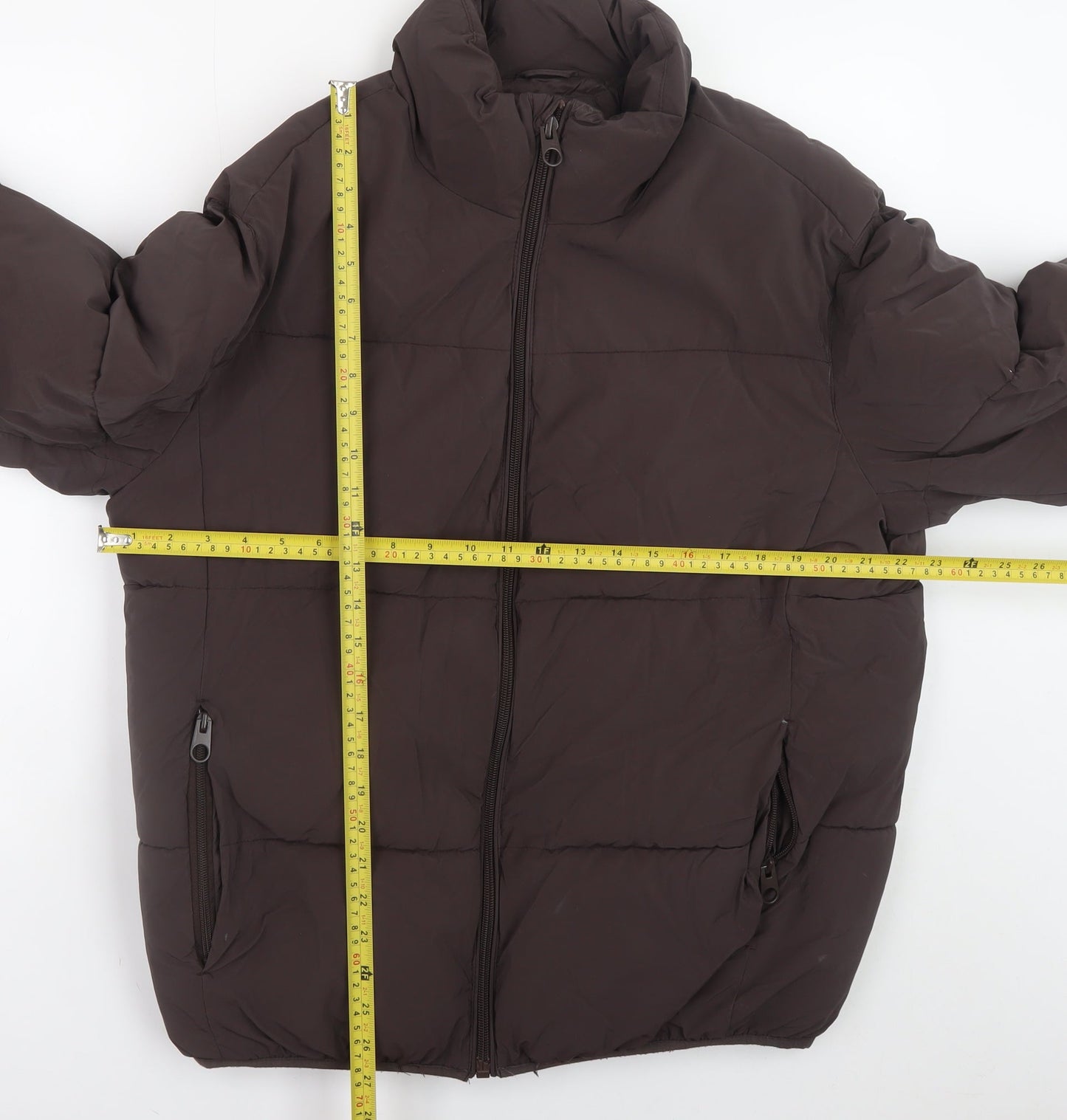 Mens UK Size L Zara Brown Puffer Jacket
