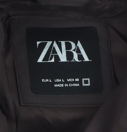 Mens UK Size L Zara Brown Puffer Jacket