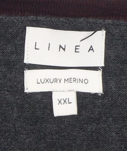 Linea Men’s Grey Luxury Merino Wool Crew Neck Jumper XXL