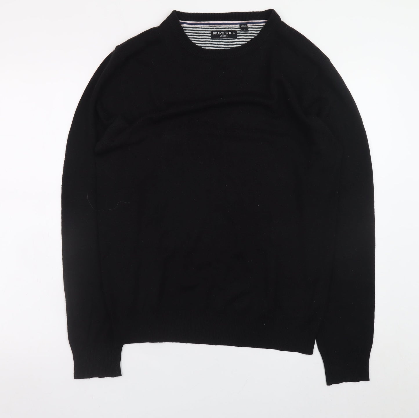 Mens UK Size L Brave Soul Black Pullover Jumper