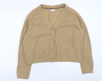 Fat Face Women’s Beige Chunky Knit Button Cardigan Size 14