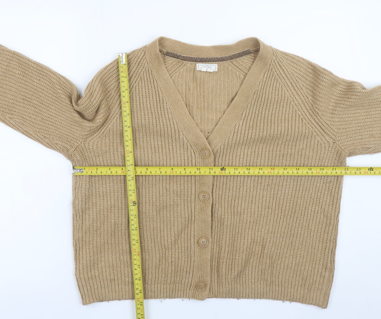 Fat Face Women’s Beige Chunky Knit Button Cardigan Size 14
