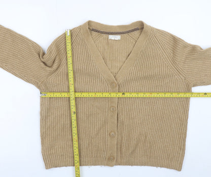Fat Face Women’s Beige Chunky Knit Button Cardigan Size 14