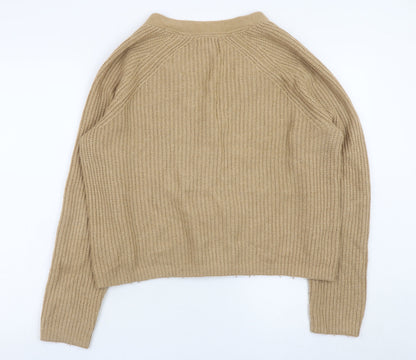 Fat Face Women’s Beige Chunky Knit Button Cardigan Size 14