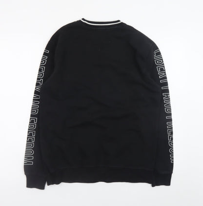 Mens UK Size XS Topman Black Pullover Sweatshirt