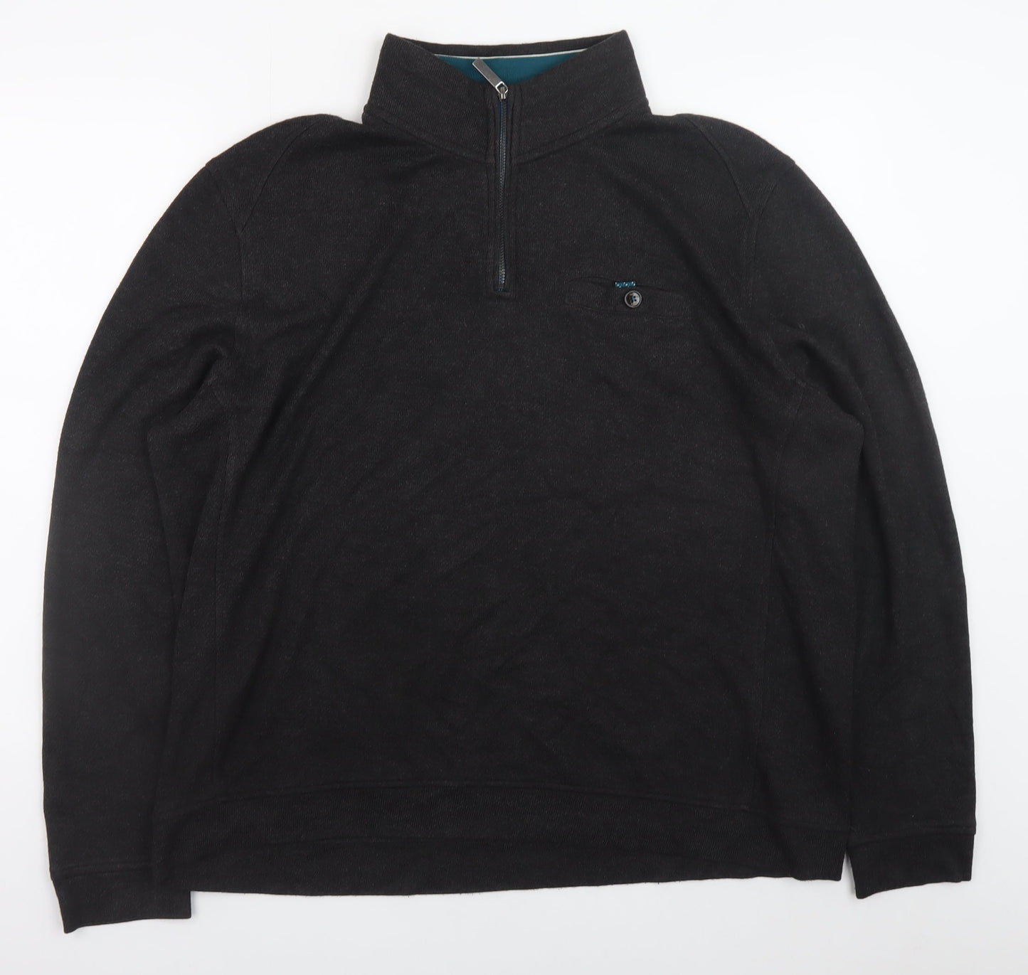 Mens UK Size 7XL Ted Baker Black 1/2 Zip Jumper