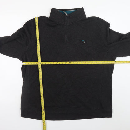 Mens UK Size 7XL Ted Baker Black 1/2 Zip Jumper