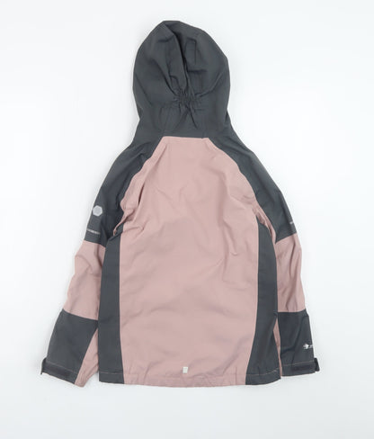 Regatta Girls Pink & Charcoal Waterproof Hooded Rain Jacket 7-8 Years