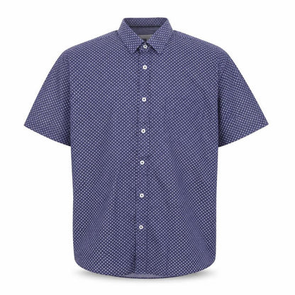 Lakeland Men's Blue Patterned Short Sleeve Cotton Button-Up Shirt XL