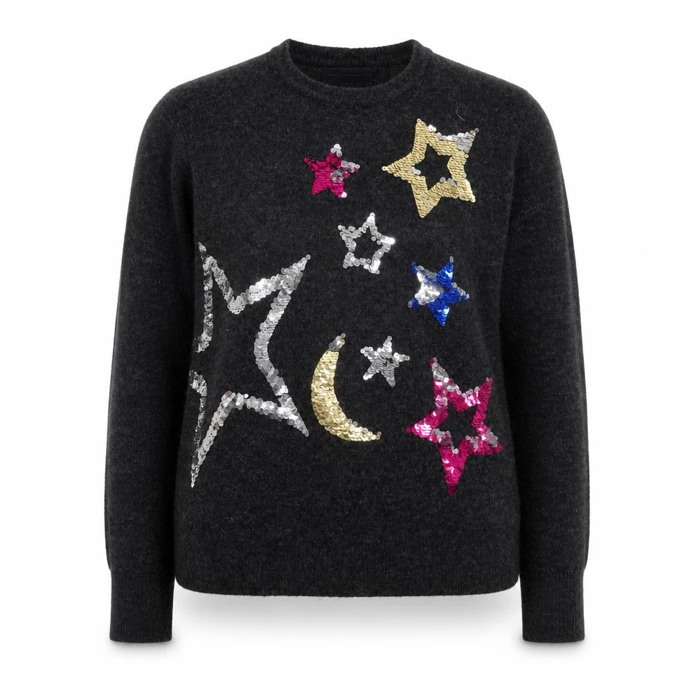 Marks and Spencer Womens Grey Sequin Star Moon Jumper Size M