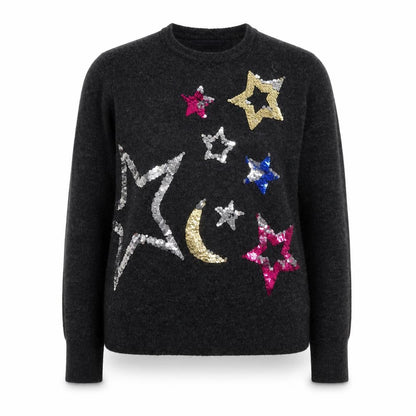 Marks and Spencer Womens Grey Sequin Star Moon Jumper Size M