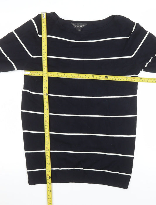 Dorothy Perkins Women’s Blue Striped 3/4 Sleeve Boat Neck Knit Top Size 10