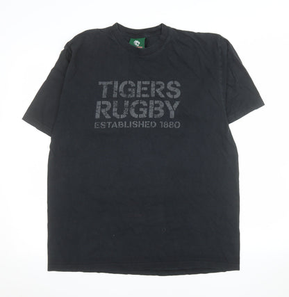 Tigers Men’s Black Rugby Graphic T-Shirt Size L Cotton Crew Neck