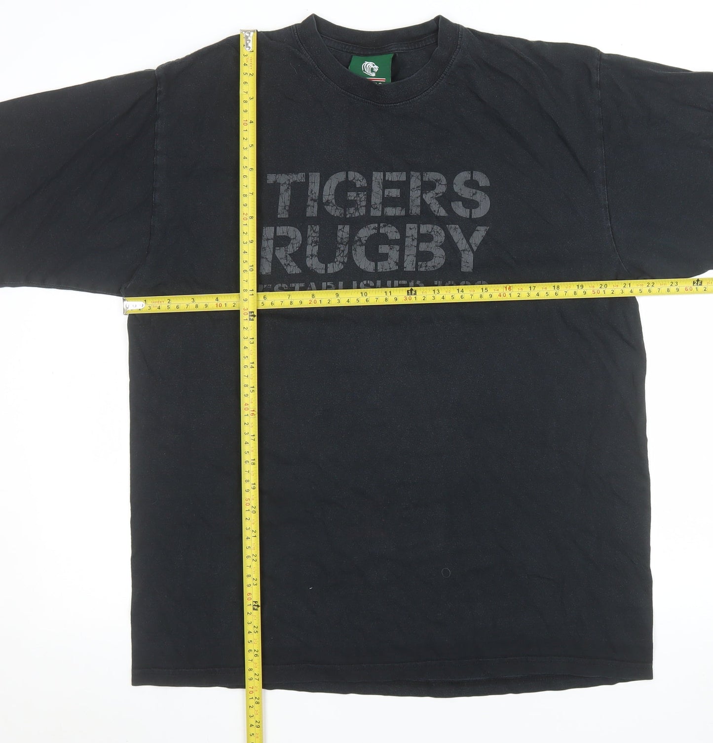 Tigers Men’s Black Rugby Graphic T-Shirt Size L Cotton Crew Neck