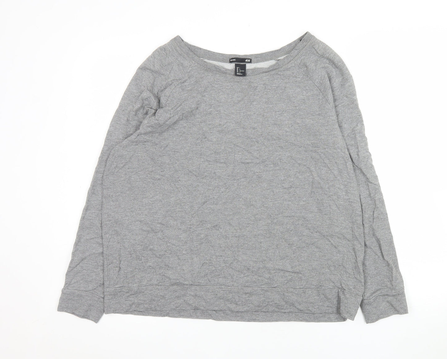 H&M Men’s Grey Long Sleeve Basic Crew Neck Jersey Top Size L