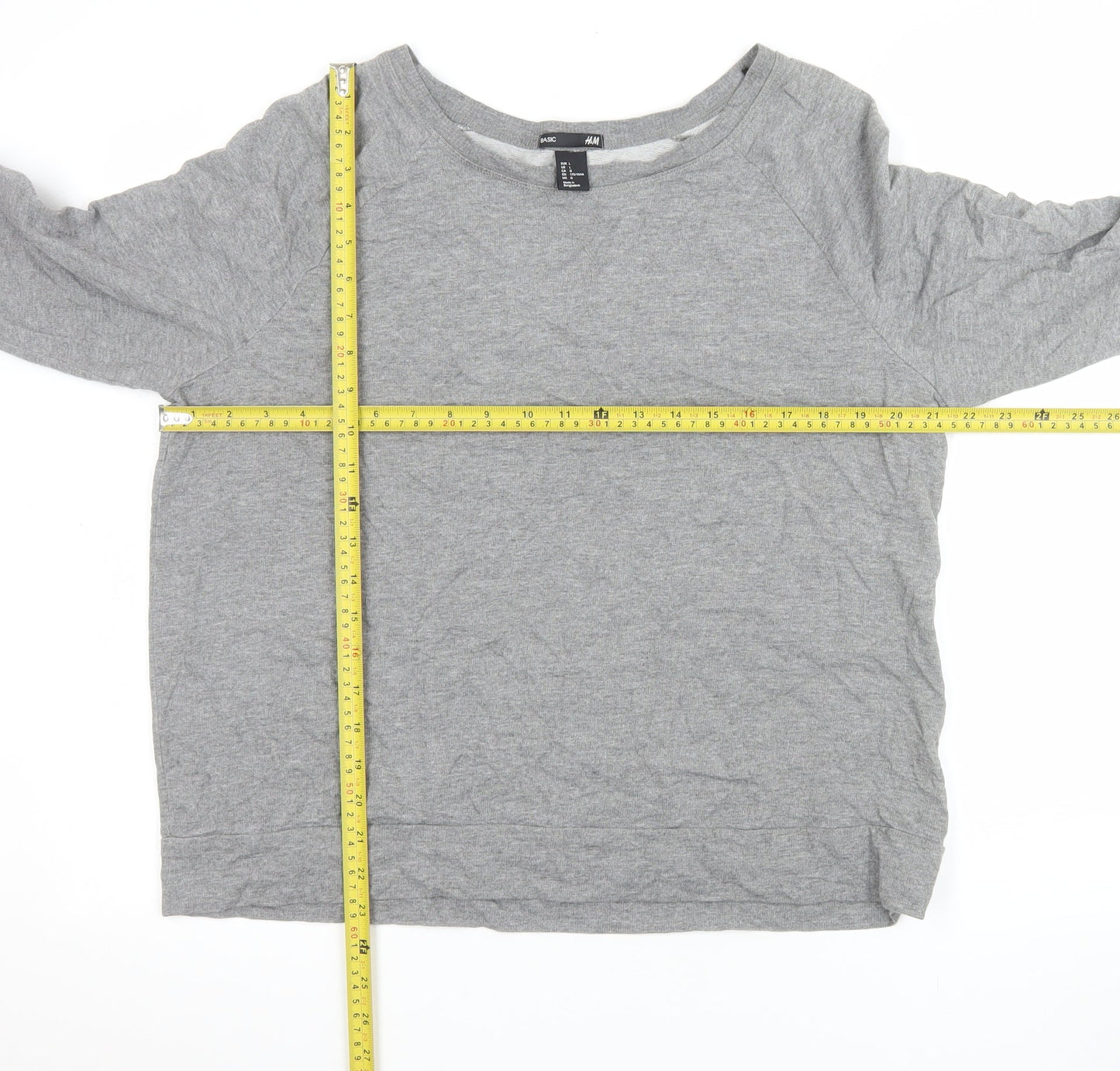 H&M Men’s Grey Long Sleeve Basic Crew Neck Jersey Top Size L