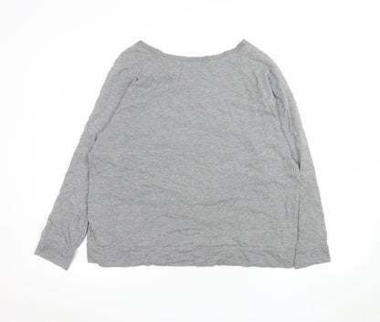 H&M Men’s Grey Long Sleeve Basic Crew Neck Jersey Top Size L