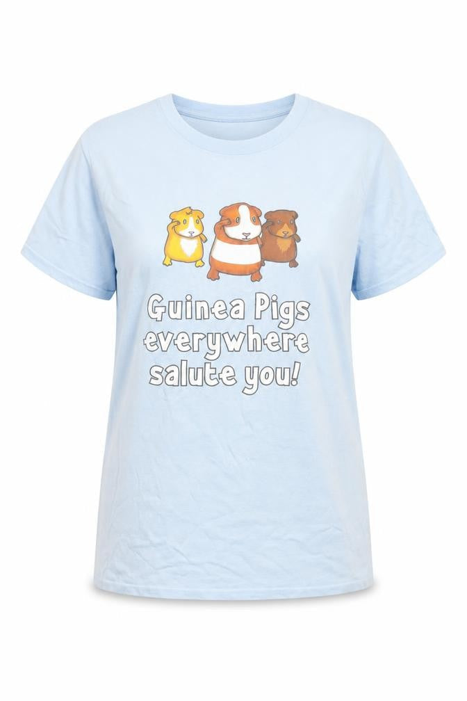 Genki Gear Women Blue Guinea Pig Graphic T-Shirt Size S