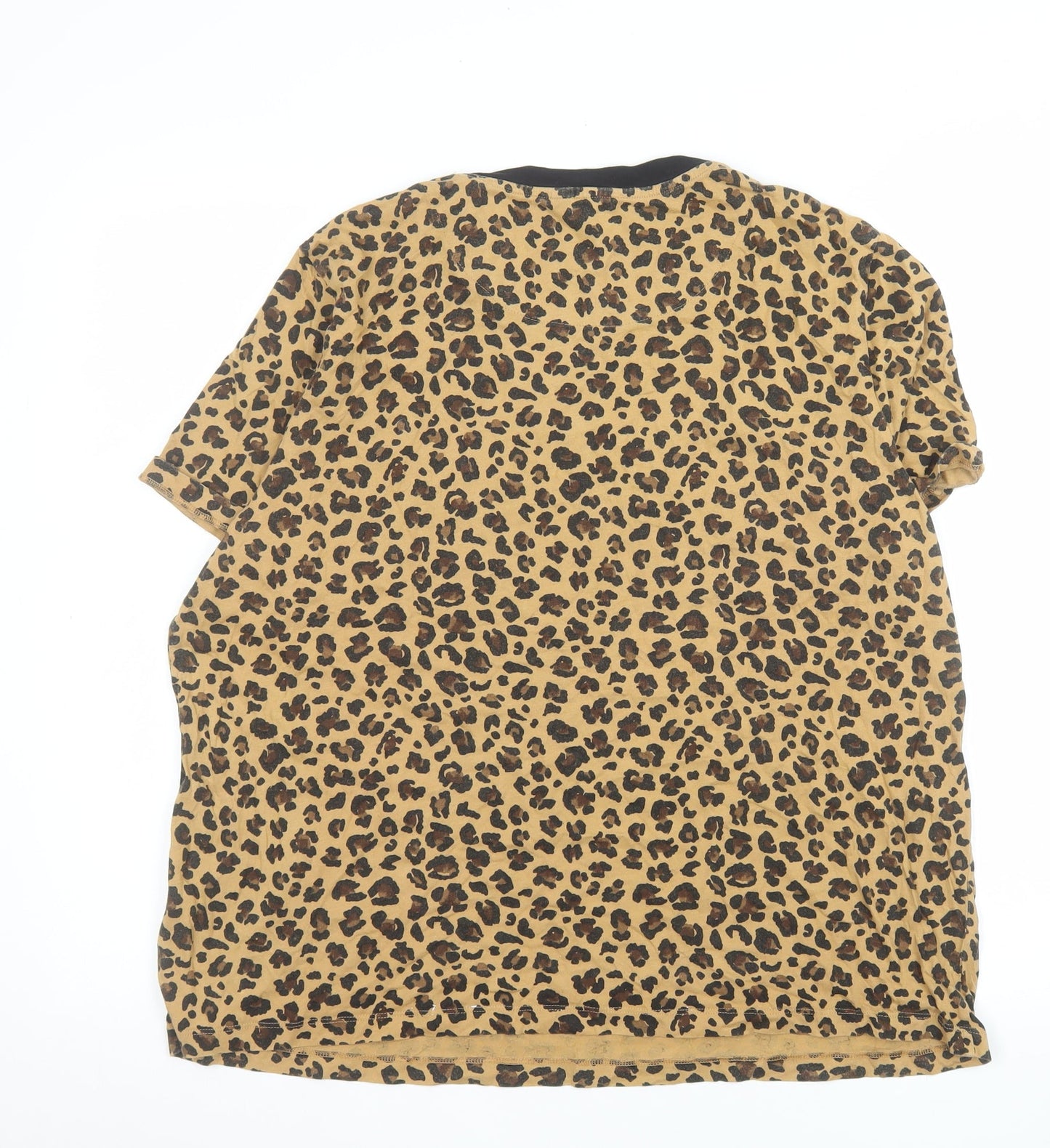 Marks and Spencer Womens Brown Leopard Print Cotton Ringer T-Shirt Size 18