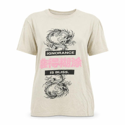 PrettyLittleThing Women's Beige Dragon Graphic T-Shirt Size S