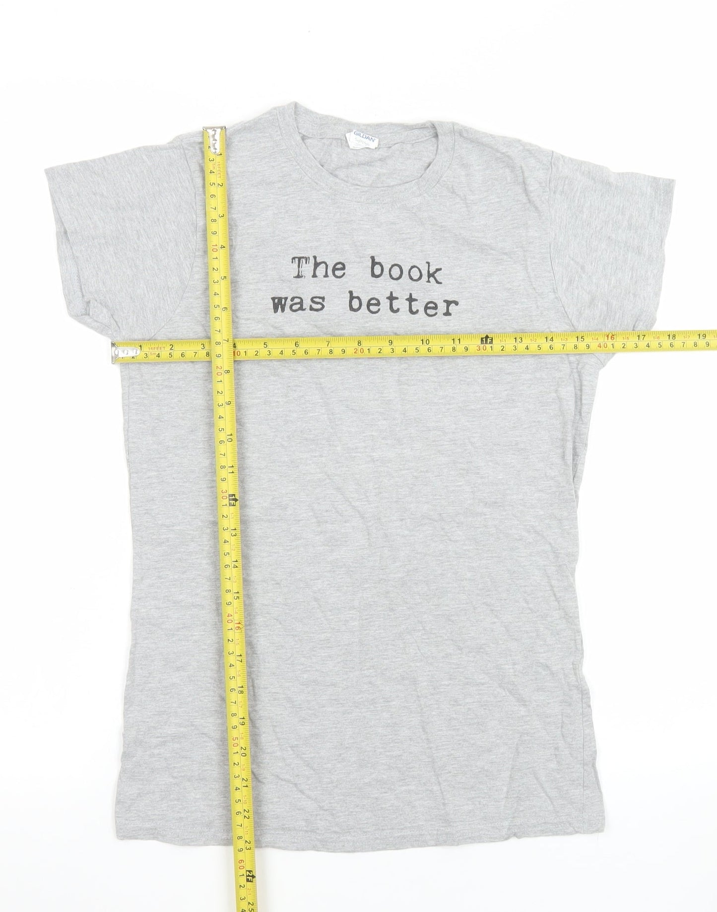 Gildan Womens Grey M Basic Funny Quote T-Shirt Softstyle Cotton Blend