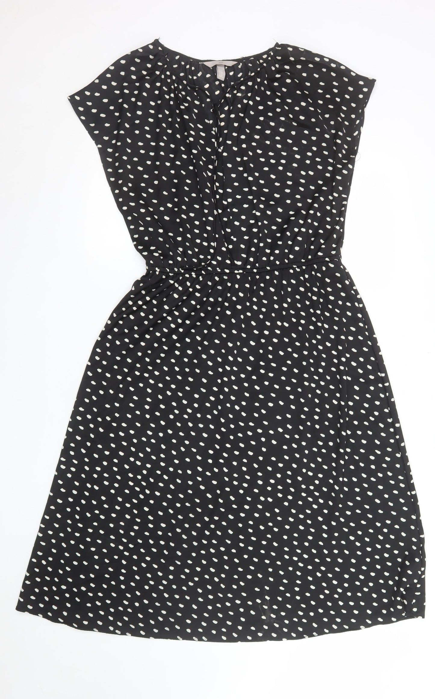 H&M Women’s Black Polka Dot A-Line Knee Length Dress Size 14