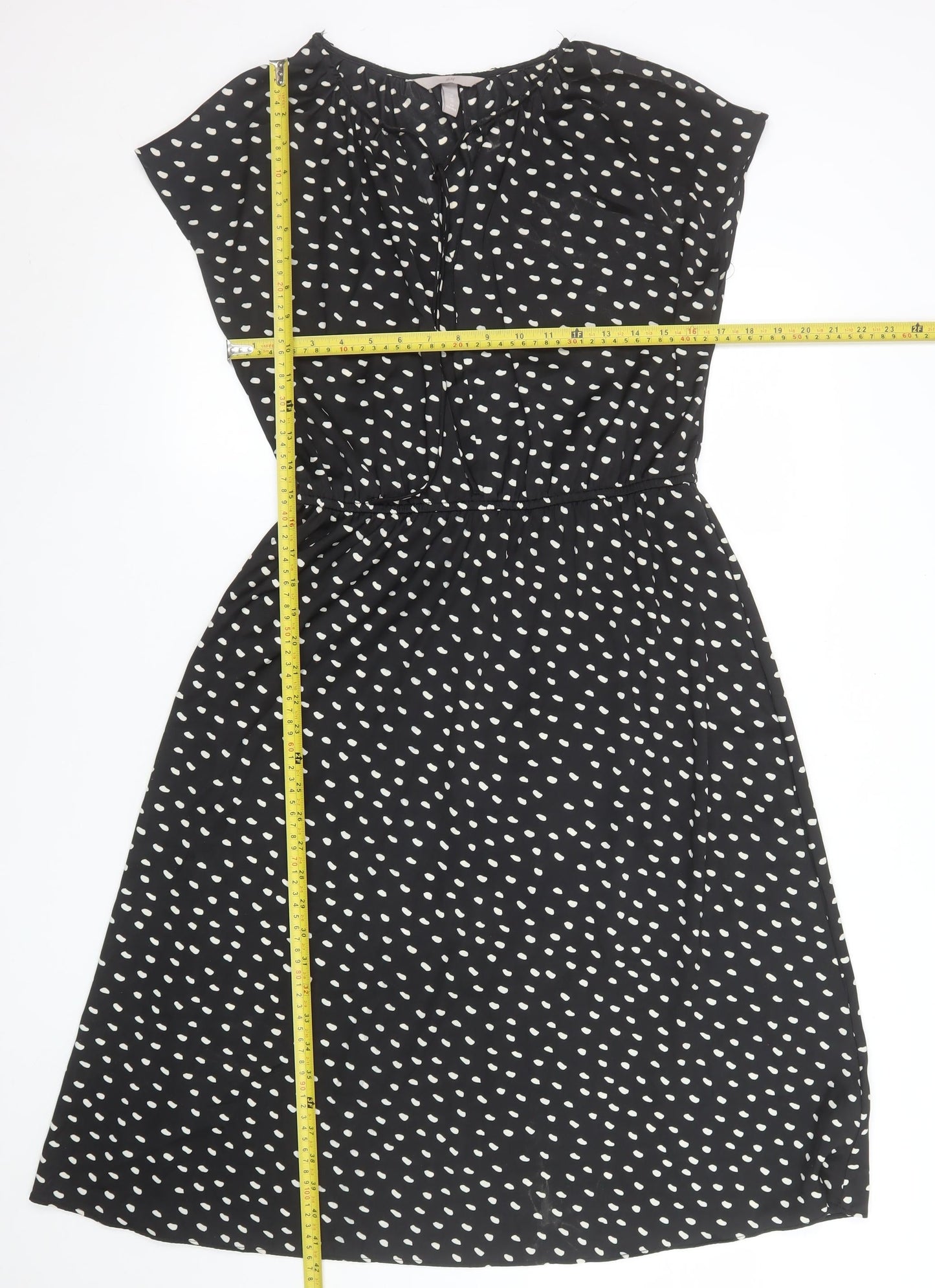 H&M Women’s Black Polka Dot A-Line Knee Length Dress Size 14