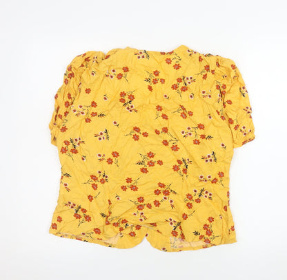 Womens UK Size 14 Peacocks Yellow Tunic Blouse