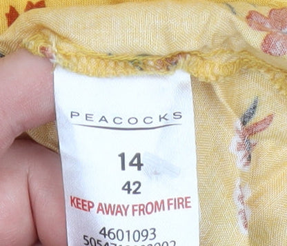 Womens UK Size 14 Peacocks Yellow Tunic Blouse