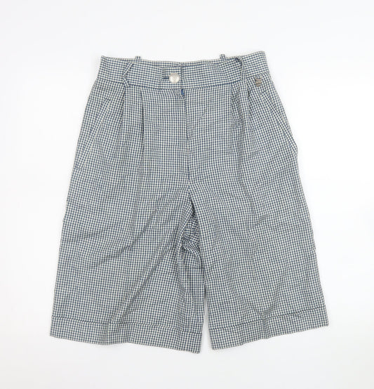 Hagro Men's Blue Check Pleated Chino Shorts Size 46 Polyester Cotton