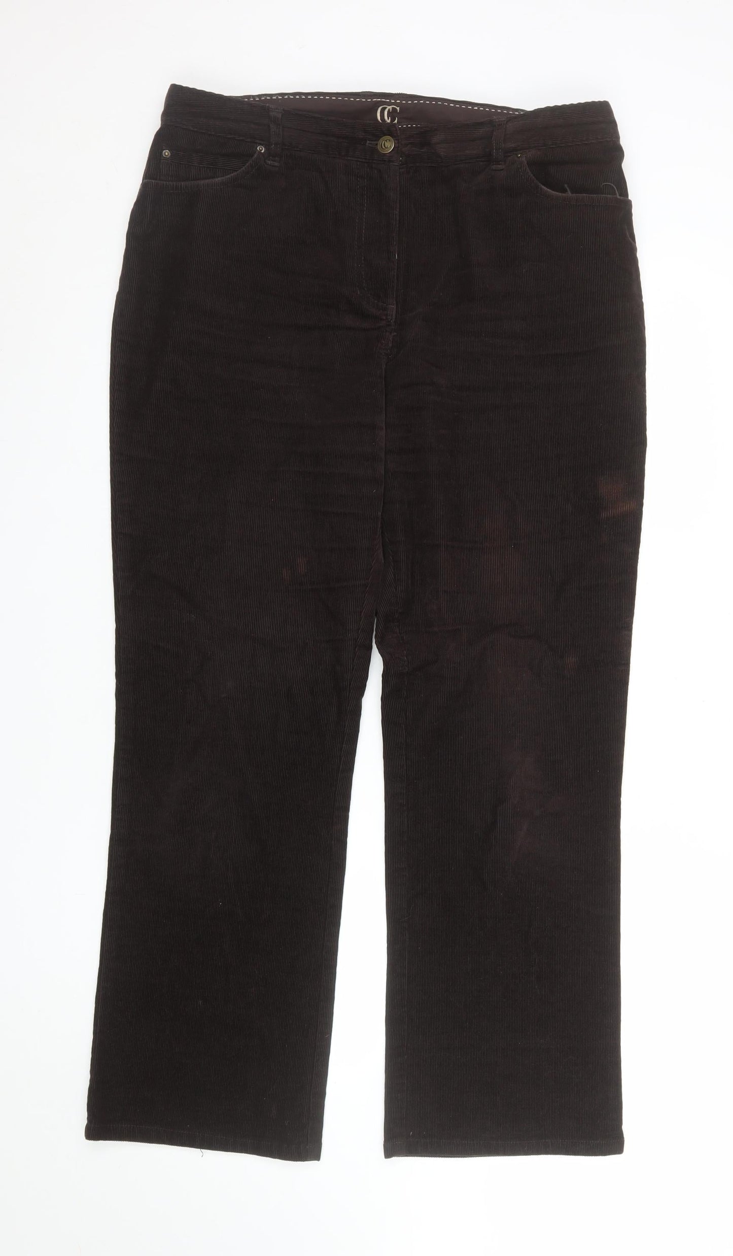 Womens UK Size 14 CC Regular Fit Casual Workwear Brown Trousers