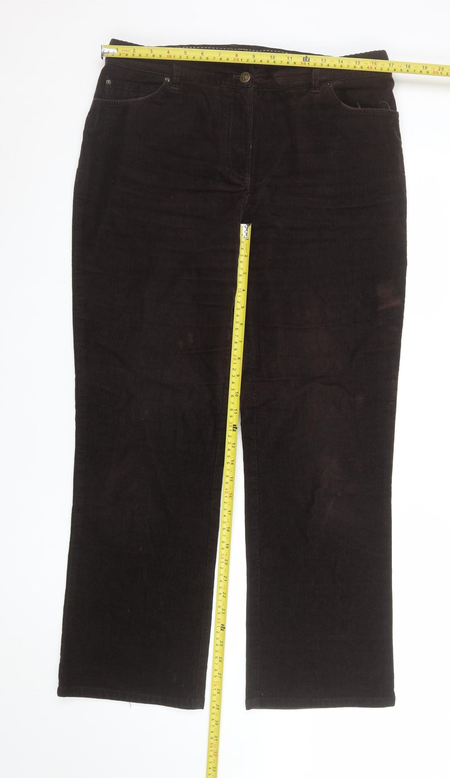 Womens UK Size 14 CC Regular Fit Casual Workwear Brown Trousers