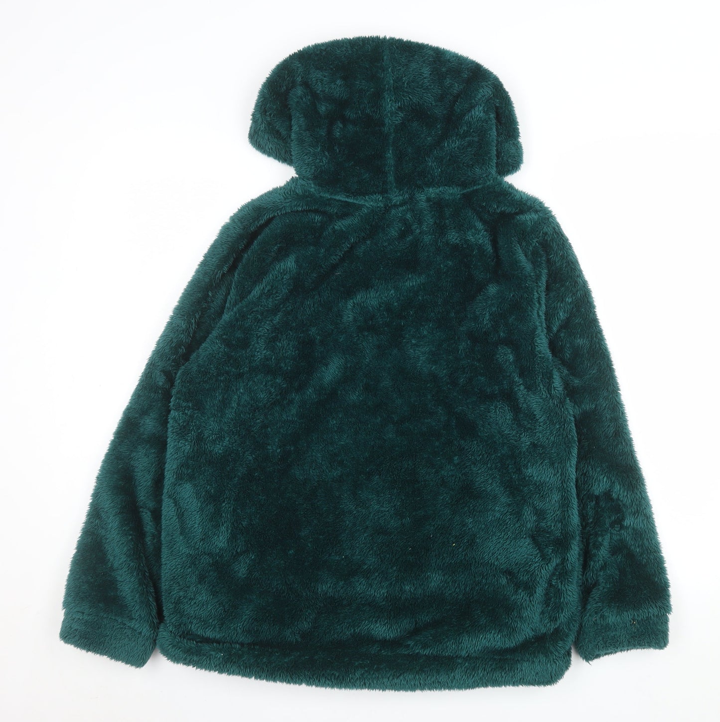 Etam Women Green L Faux Fur Hooded Zip Jacket
