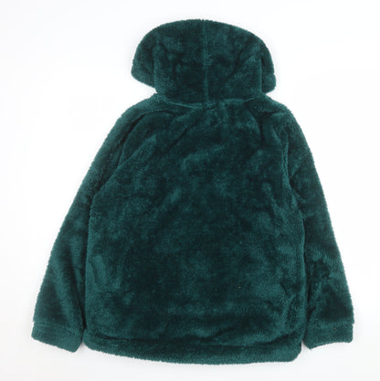 Etam Women Green L Faux Fur Hooded Zip Jacket