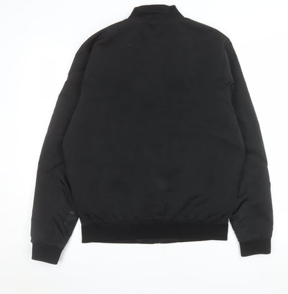 ZARA Man Black Bomber Jacket Men's M Regular Fit Polyester Zip Up