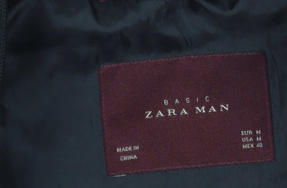 ZARA Man Black Bomber Jacket Men's M Regular Fit Polyester Zip Up