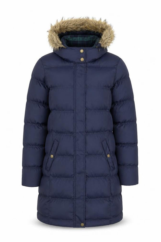 Brave Soul Women's Blue Long Puffer Coat Hooded Size 10