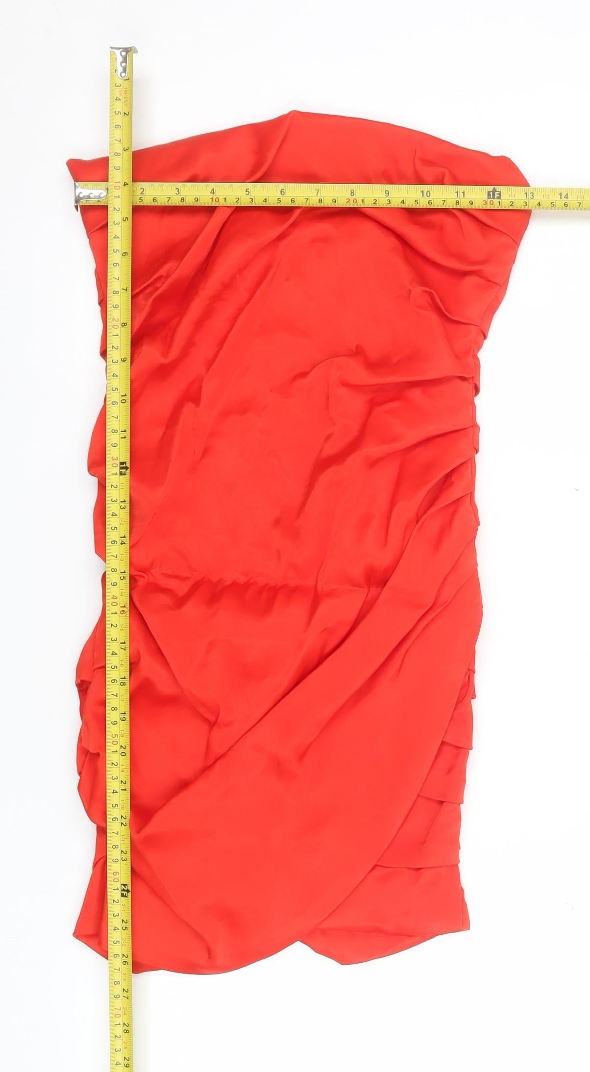 Zara Women's Red Strapless Ruched Bodycon Short Dress XS