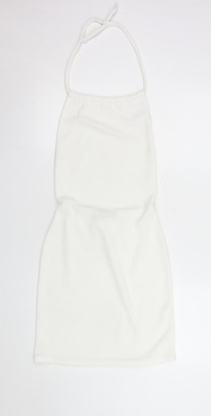 PrettyLittleThing Womens White Halter Bodycon Dress Size 12